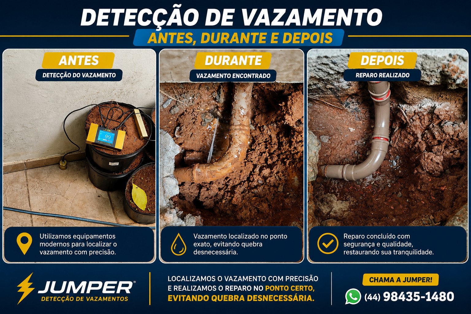 Serviço realizado pela Jumper - antes, durante e depois 1